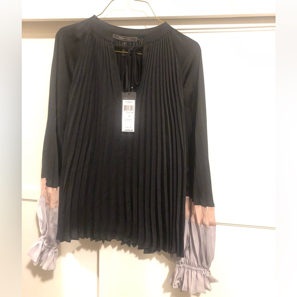 BCBGMaxAzria Pleated Blouse
